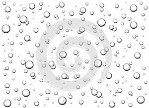 Realistic bubbles on white background. Vector seamless pattern